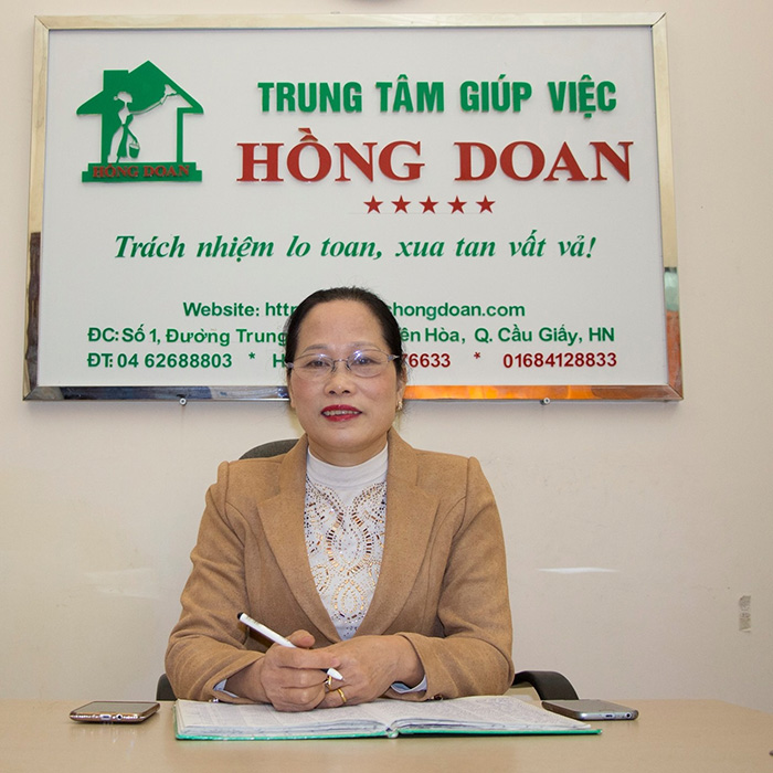 Bà Nguyễn Thị Hồng Doan - Giám đốc Trung tâm Giúp việc Hồng Doan 